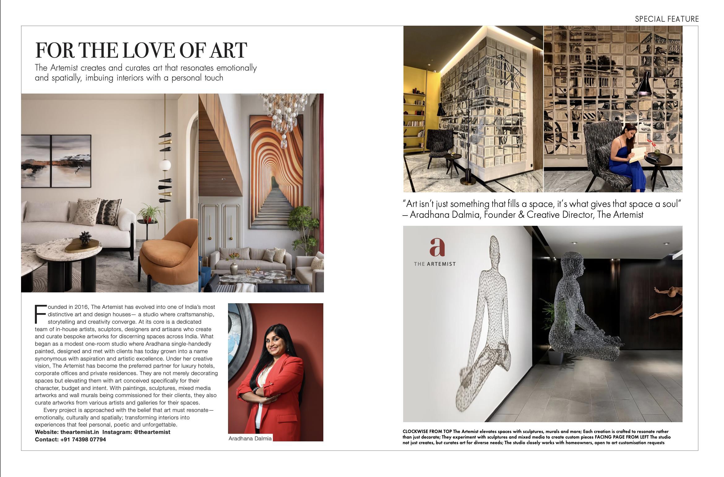 The Artemist — 'For the Love of Art' magazine special feature spread